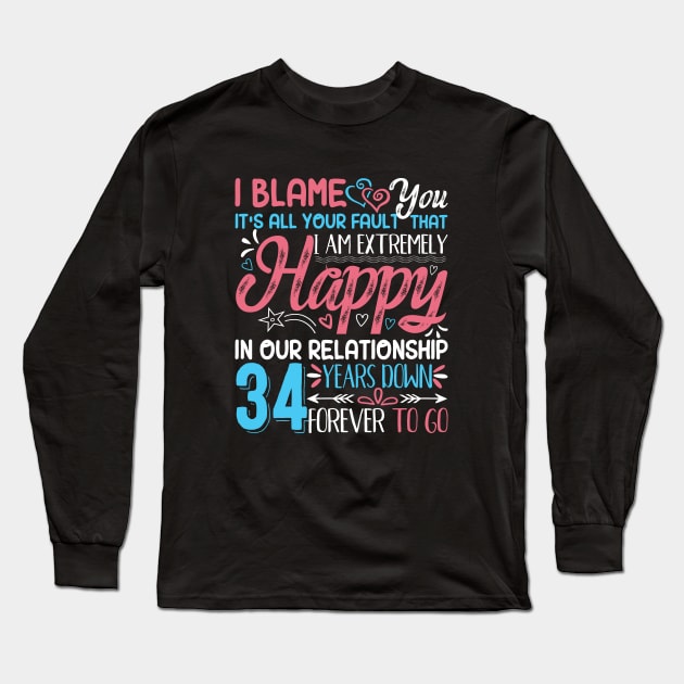 34th Wedding Anniversary Romantic Couple Matching Husband Wife Long Sleeve T-Shirt by BestSellerDesign